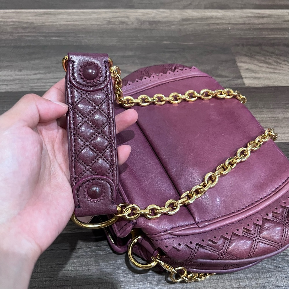 Juicy Couture Y2K Purple Quilted Genuine Leather Women's Crossbody Bag / Clutch - Picture 10 of 11